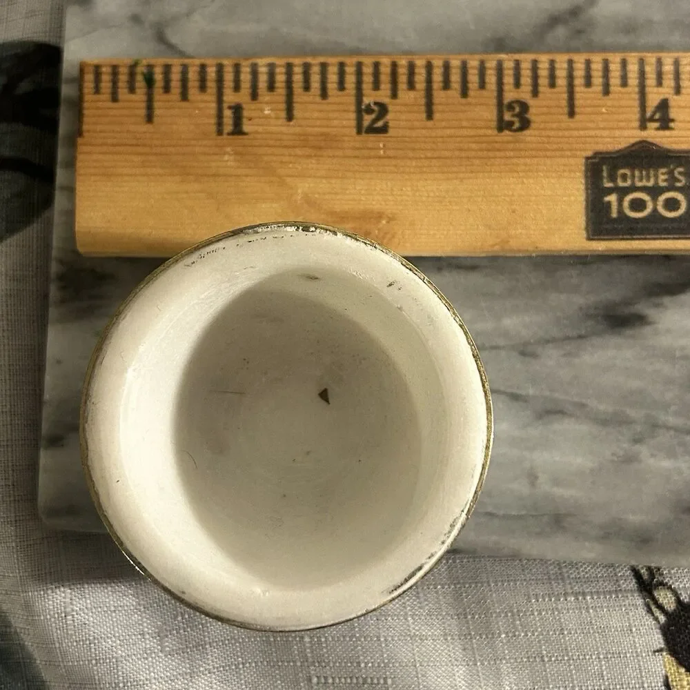 Two Tone Grey And White marble Style Condiment Set With Gold Tone Trim
